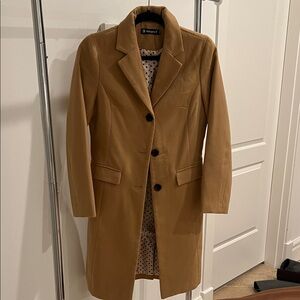 Allegra K Camel Coat with Polka Dot Lining